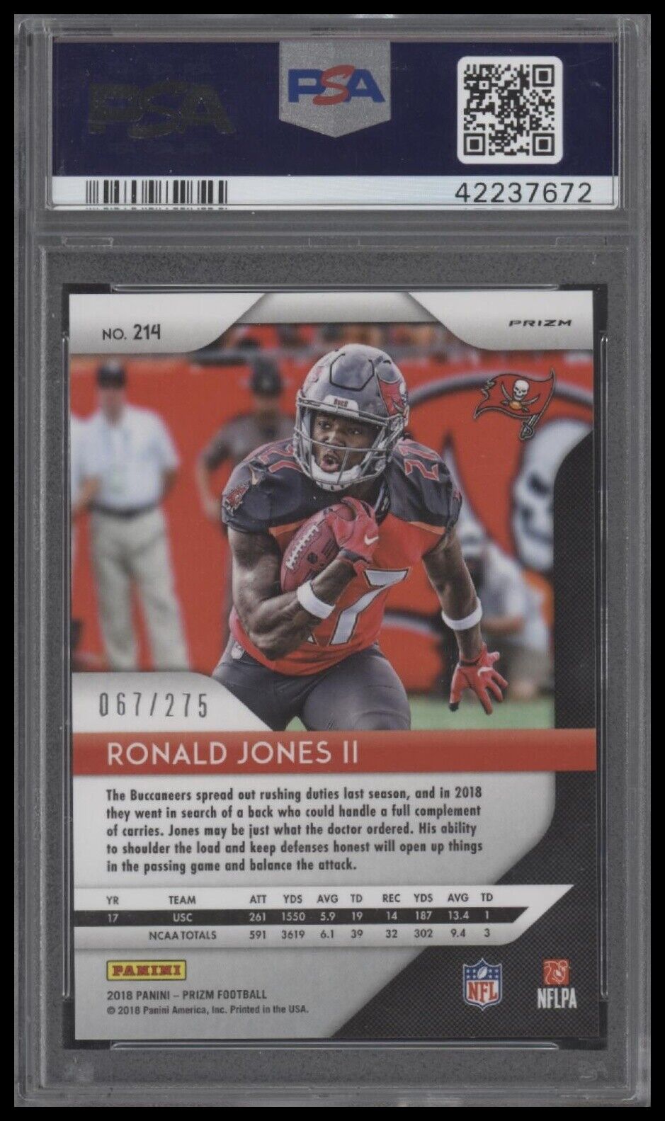 2018 Panini Prizm #214 Ronald Jones Ii Hyper Prizm PSA 9 - Sport Cards