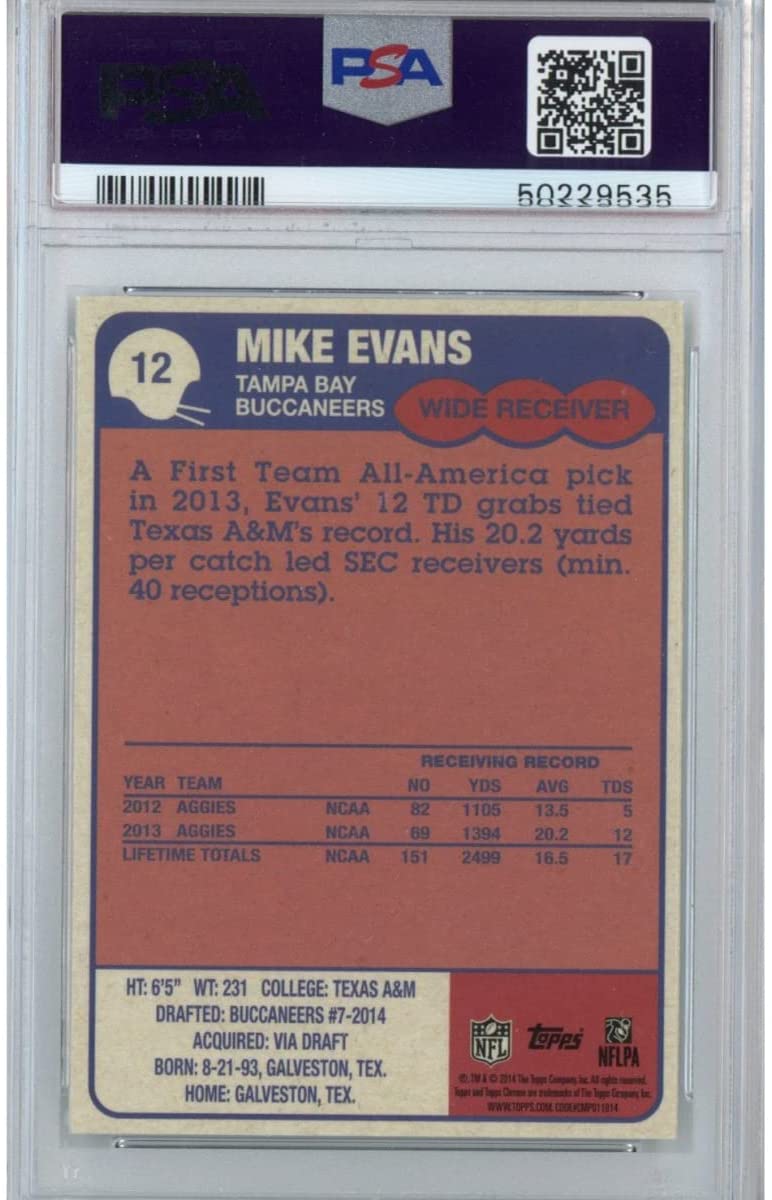 Graded 2014 Topps Chrome Mike Evans #12 1985 Rookie RC Football Card PSA 10 Gem Mint
