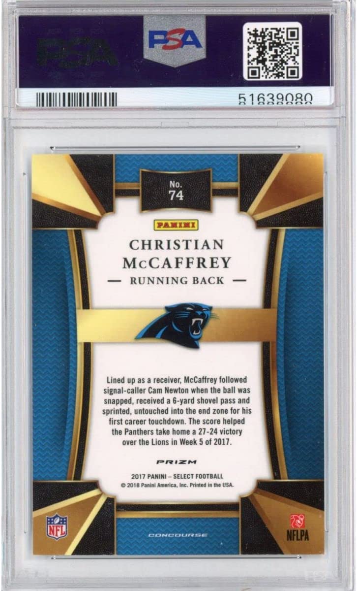 Graded 2017 Panini Select Christian McCaffrey #74 Rookie RC Football Card PSA 10 Gem Mint
