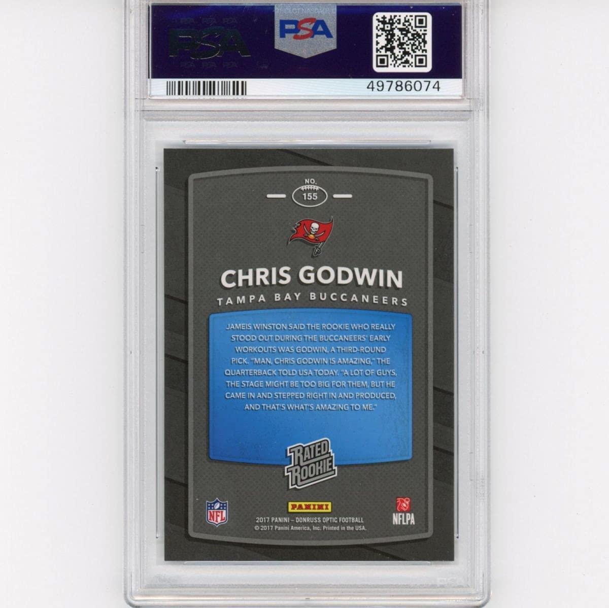 Graded 2017 Panini Donruss Optic Chris Godwin #155 Rated Rookie RC Football Card PSA 10 Gem Mint - Sport Cards
