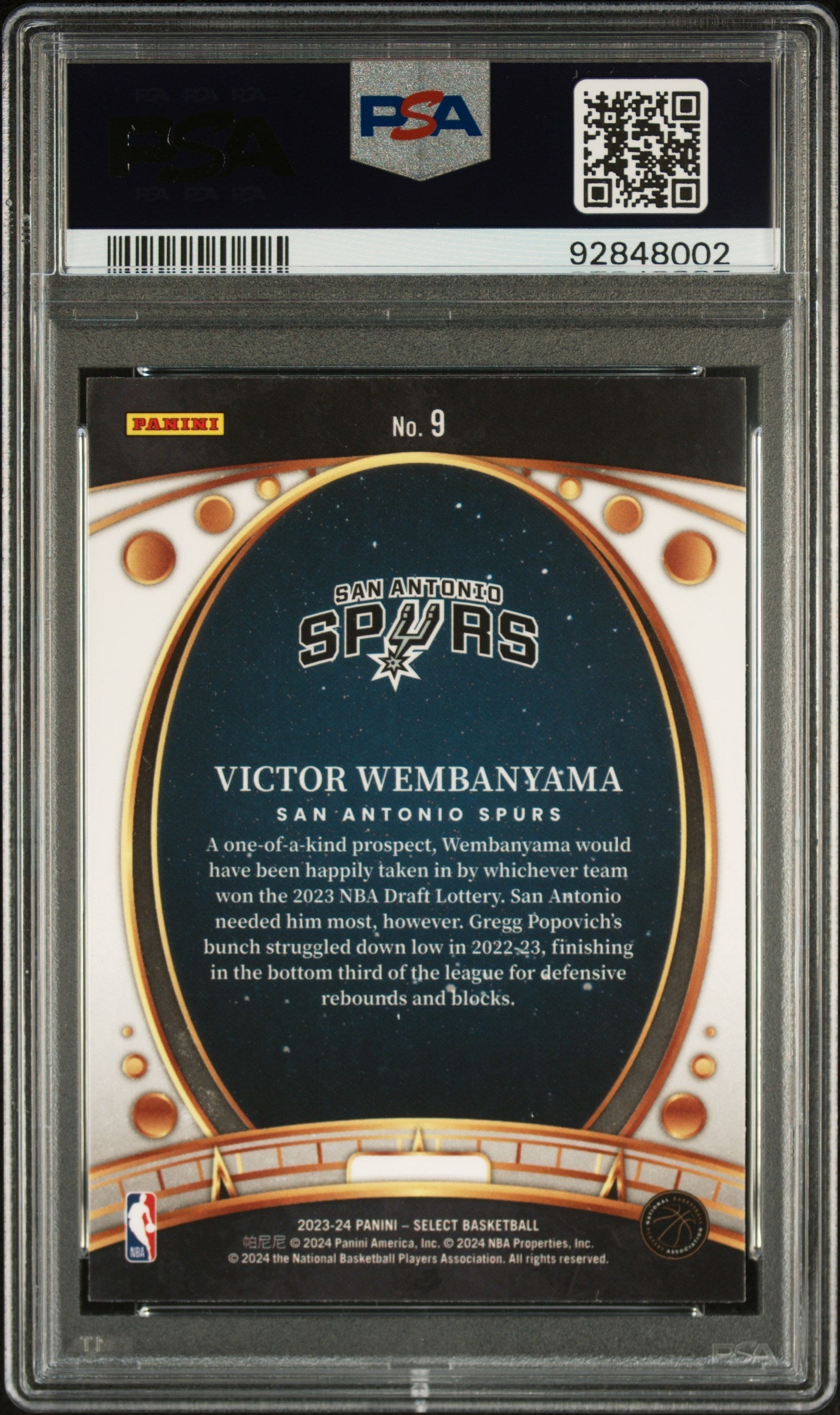 Graded 2023 Panini Select Victor Wembanyama #9 Lodestars Rookie RC Basketball Card PSA 10 Gem Mint