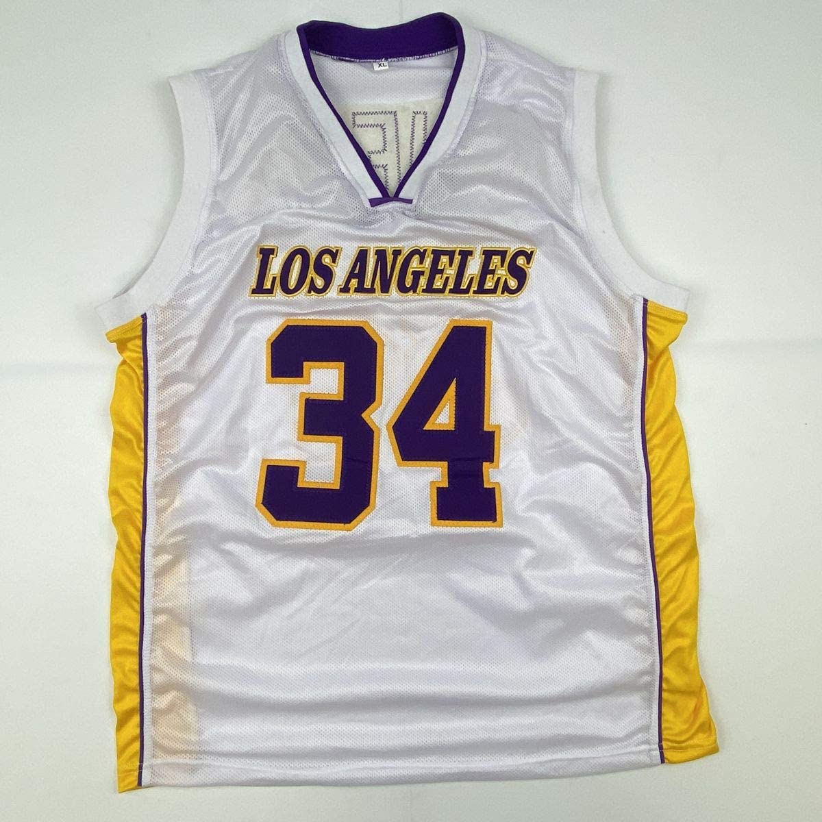 Autographed/Signed Shaquille Shaq O'Neal Los Angeles LA White Basketball Jersey JSA COA - Sport Cards
