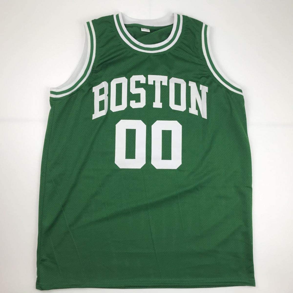 Autographed/Signed Robert Parish Boston Green Basketball Jersey JSA COA Holo Only - Sport Cards