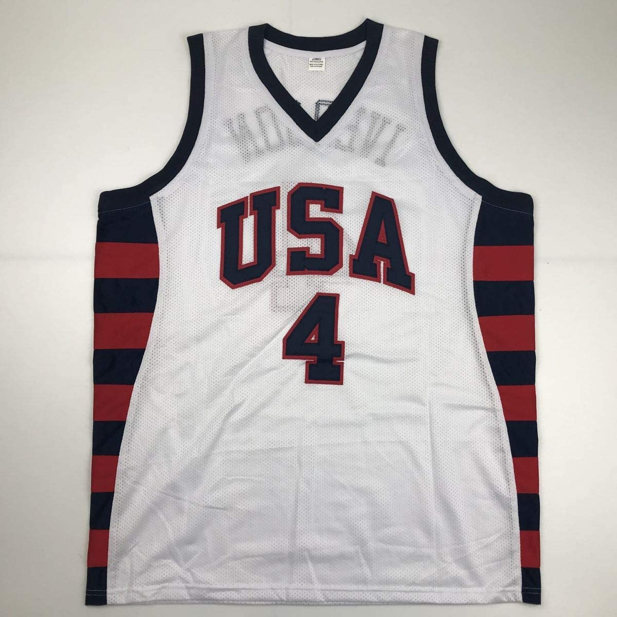 Autographed/Signed Allen Iverson United States USA White Olympics Basketball Jersey JSA COA