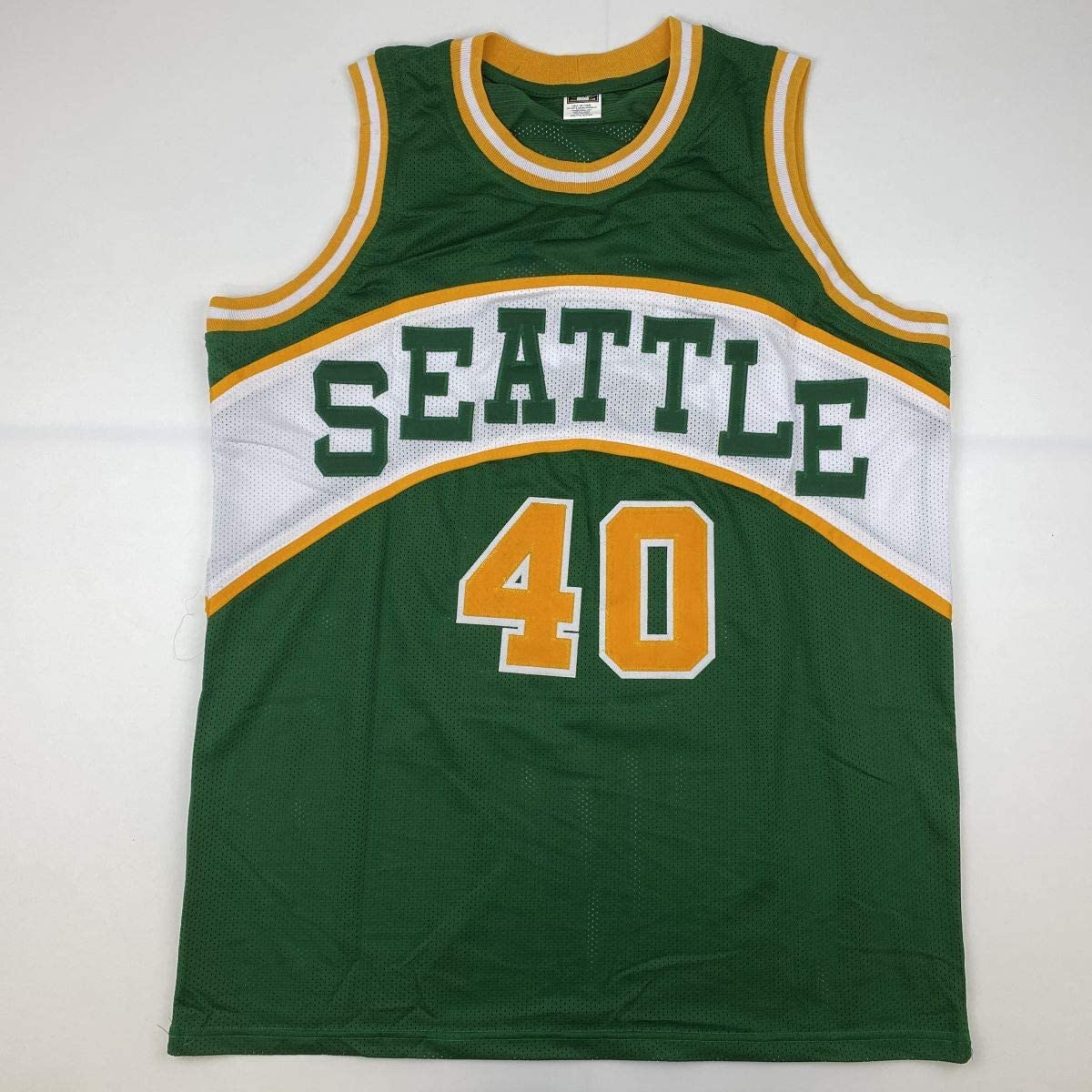 Autographed/Signed Shawn Kemp Seattle Green Basketball Jersey JSA COA - Sport Cards