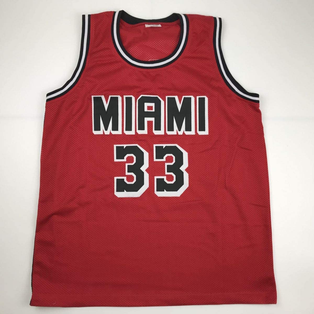Autographed/Signed Alonzo Mourning Miami Red Basketball Jersey JSA COA - Sport Cards