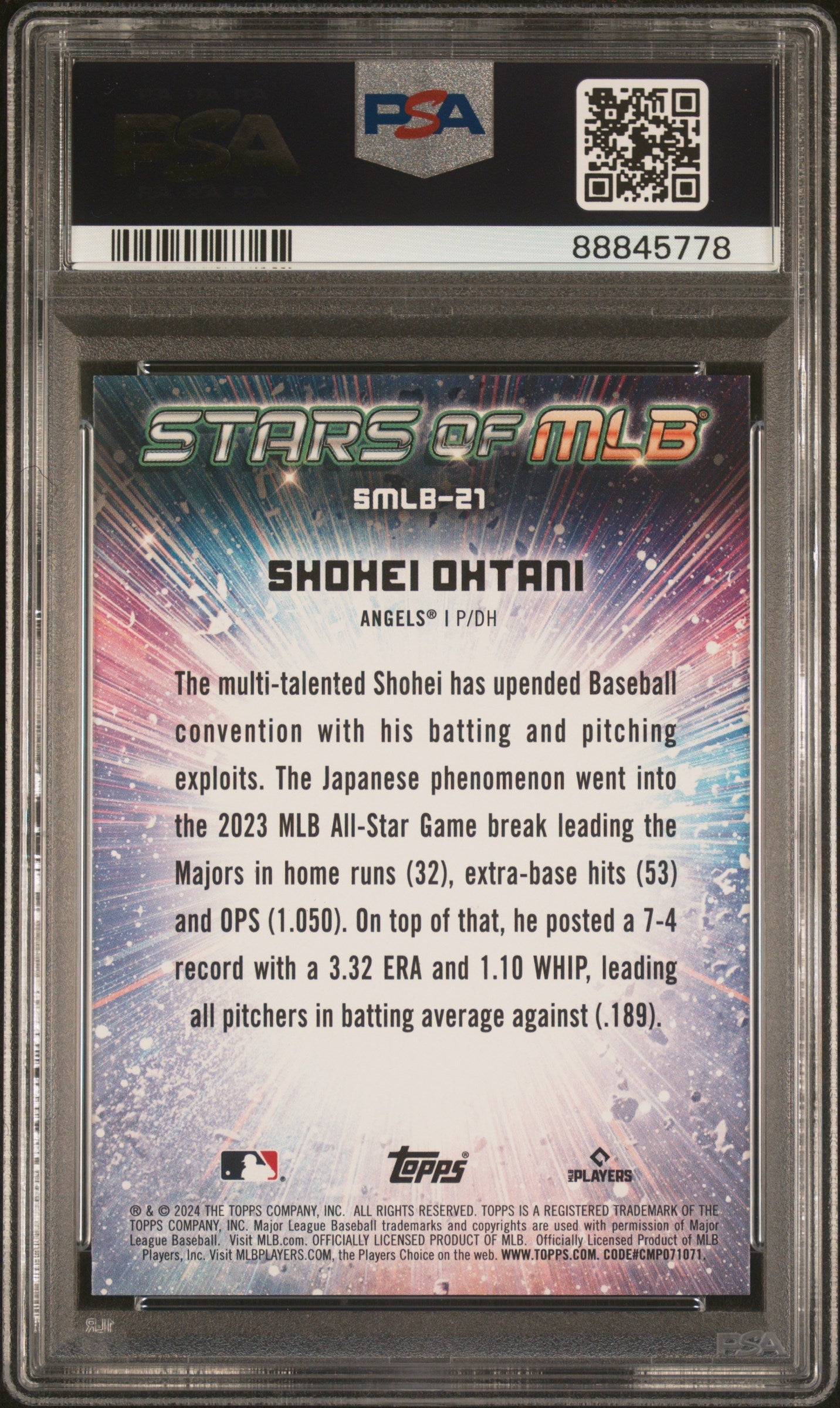 Graded 2024 Topps Shohei Ohtani #SMLB21 Stars of MLB Baseball Card PSA 10 Gem Mint