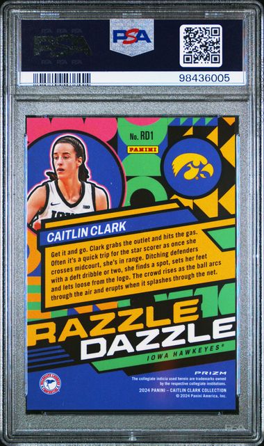 Graded 2024 Panini Caitlin Clark Collection Caitlin Clark #RD1 Razzle Dazzle Rookie RC Basketball Card PSA 10 Gem Mint - Sport Cards