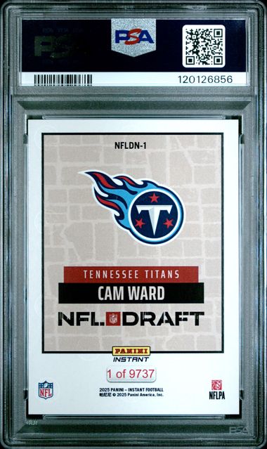 Graded 2025 Panini Instant Cam Ward #NFLDN1 NFL Draft Night Rookie RC Football Card PSA 9 Mint