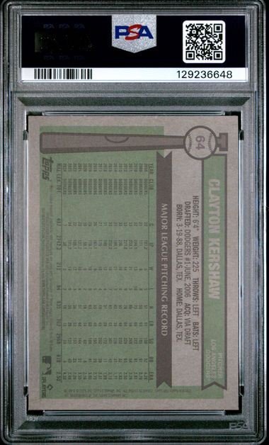 Graded 2025 Topps Heritage Clayton Kershaw #64 /150 Blue Refractor Baseball Card PSA 10 Gem Mint