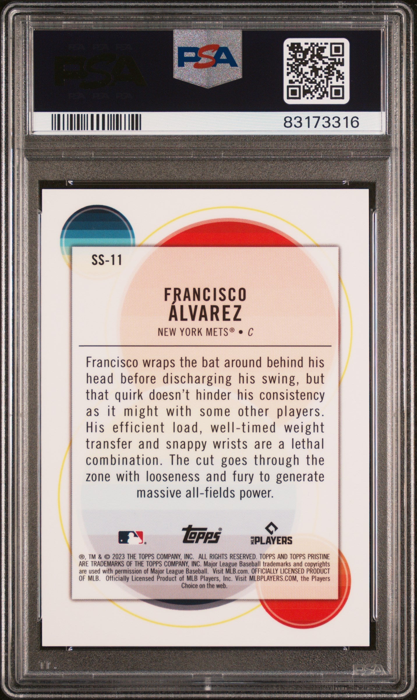 Graded 2023 Topps Pristine Francisco Alvarez #SS11 Swings of Summer Rookie RC Baseball Card PSA 10 Gem Mint