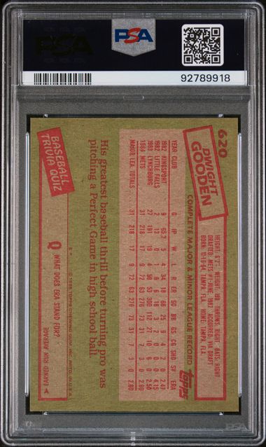 Graded 1985 Topps Dwight Doc Gooden #480 2nd Year Baseball Card PSA 8 NM-MT - Sport Cards