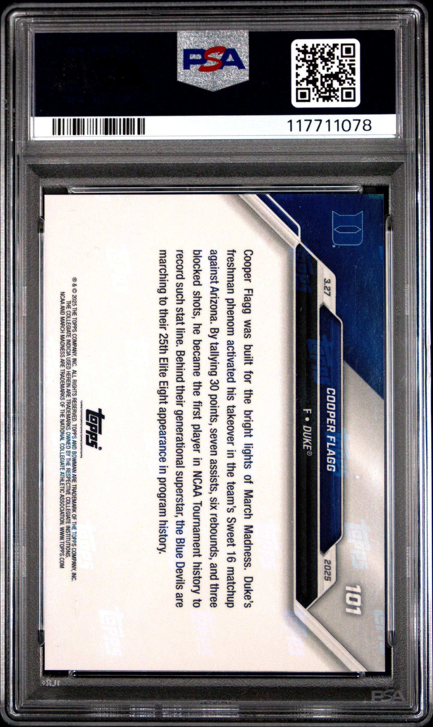 Graded 2024 Topps Bowman U Now Cooper Flagg #101 Rookie RC Basketball Card PSA 10 Gem Mint