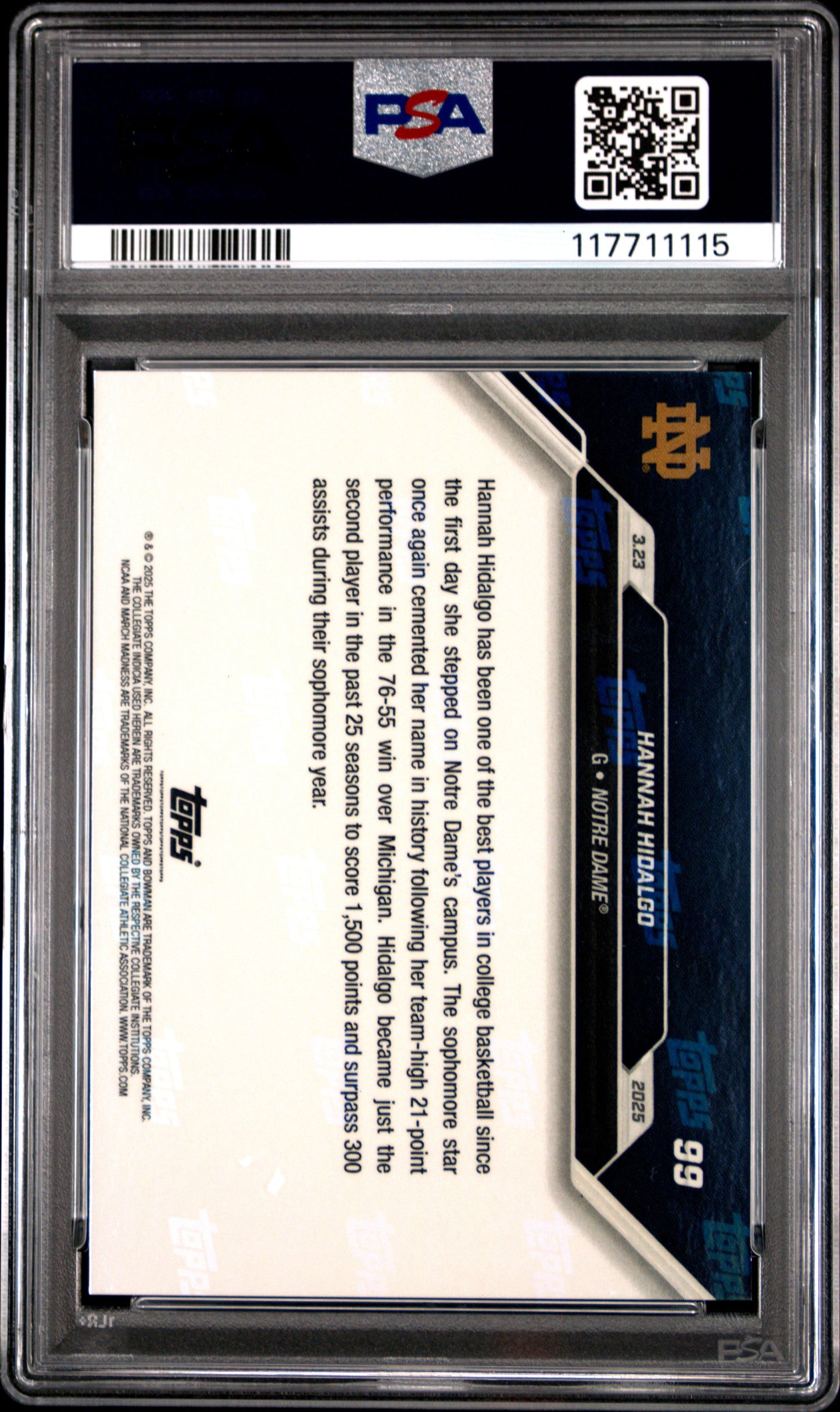 Graded 2024 Topps Bowman U Now Hannah Hidalgo #99 Rookie RC Basketball Card PSA 9 Mint