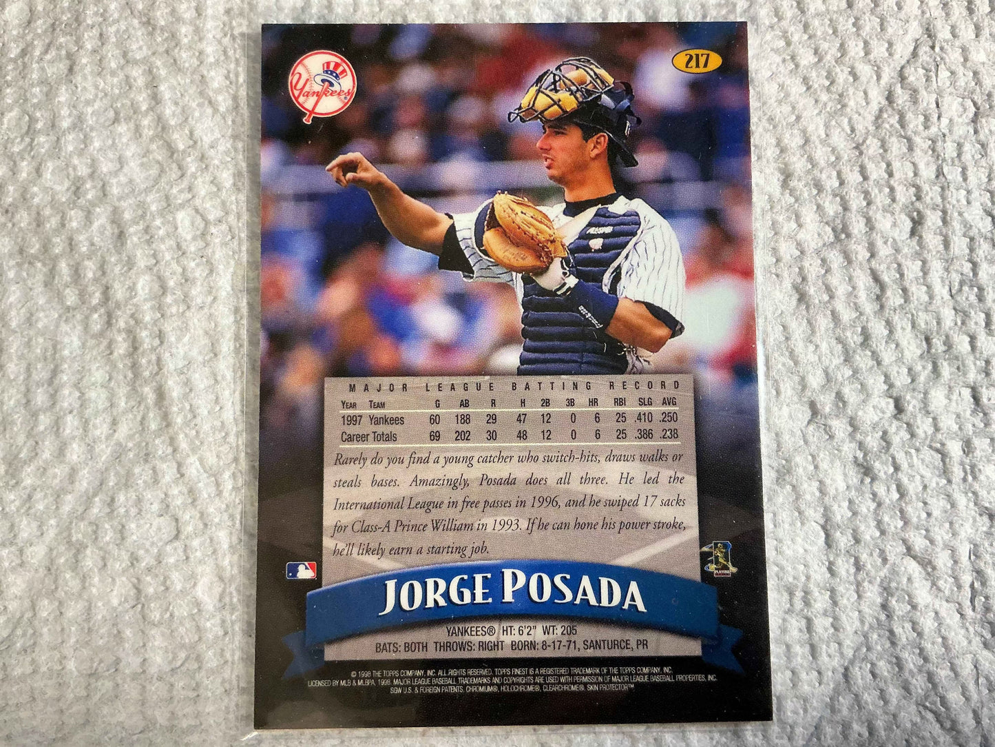 1998 Topps Finest Refractors #217 Jorge Posada Card