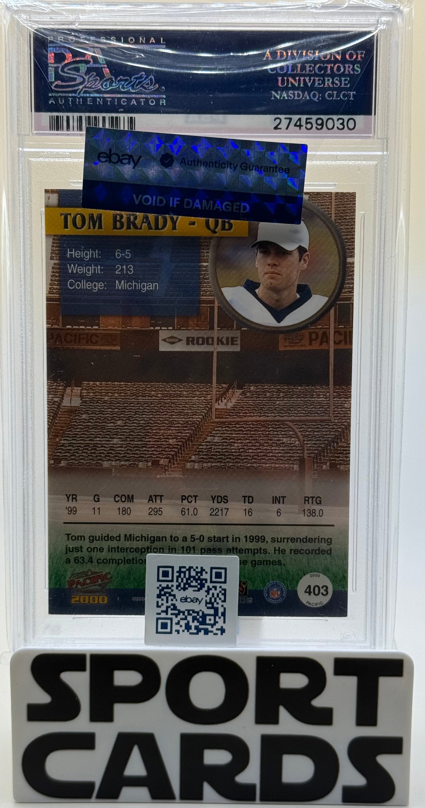 2000 Pacific #403 Tom Brady PSA 9 SportCards.com