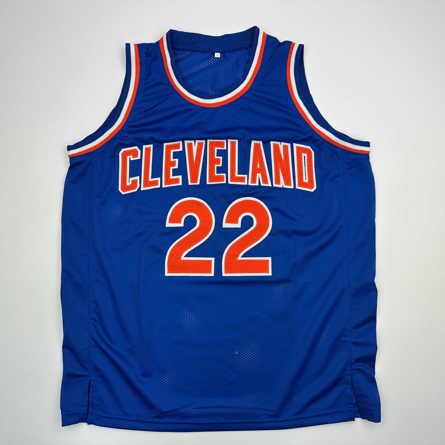 Autographed/Signed Larry Nance Cleveland Blue Basketball Jersey JSA COA - Sport Cards