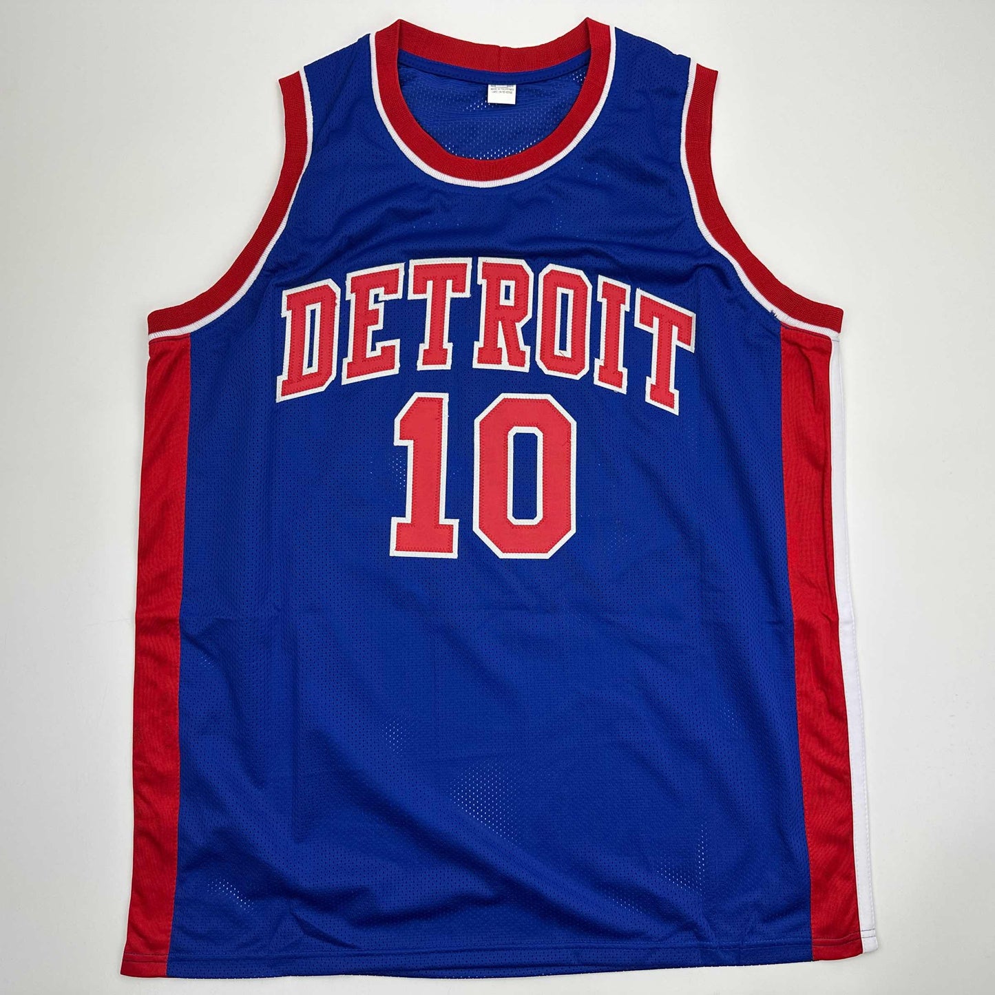 Autographed/Signed Dennis Rodman Detroit Blue Basketball Jersey Beckett BAS COA - Sport Cards