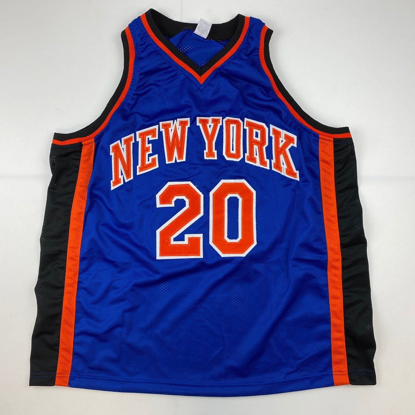 Autographed/Signed Allan Houston New York Blue Basketball Jersey PSA/DNA COA - Sport Cards
