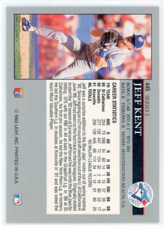 1992 Leaf #445 Jeff Kent RC Card
