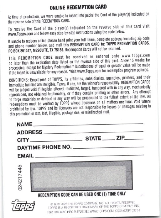 2025 Topps Now Nick Kurtz #464 4 HR Game Worn Pants Auto Relic Black /10 Athletics Rookie RC Baseball Card Redemption