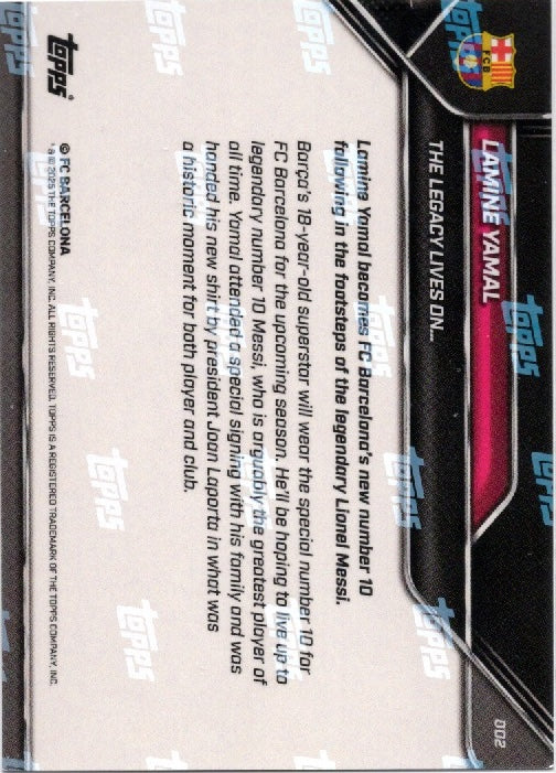 2025 Topps Now Lamine Yamal #2 The Legacy Lives On Gold /50 Soccer Card