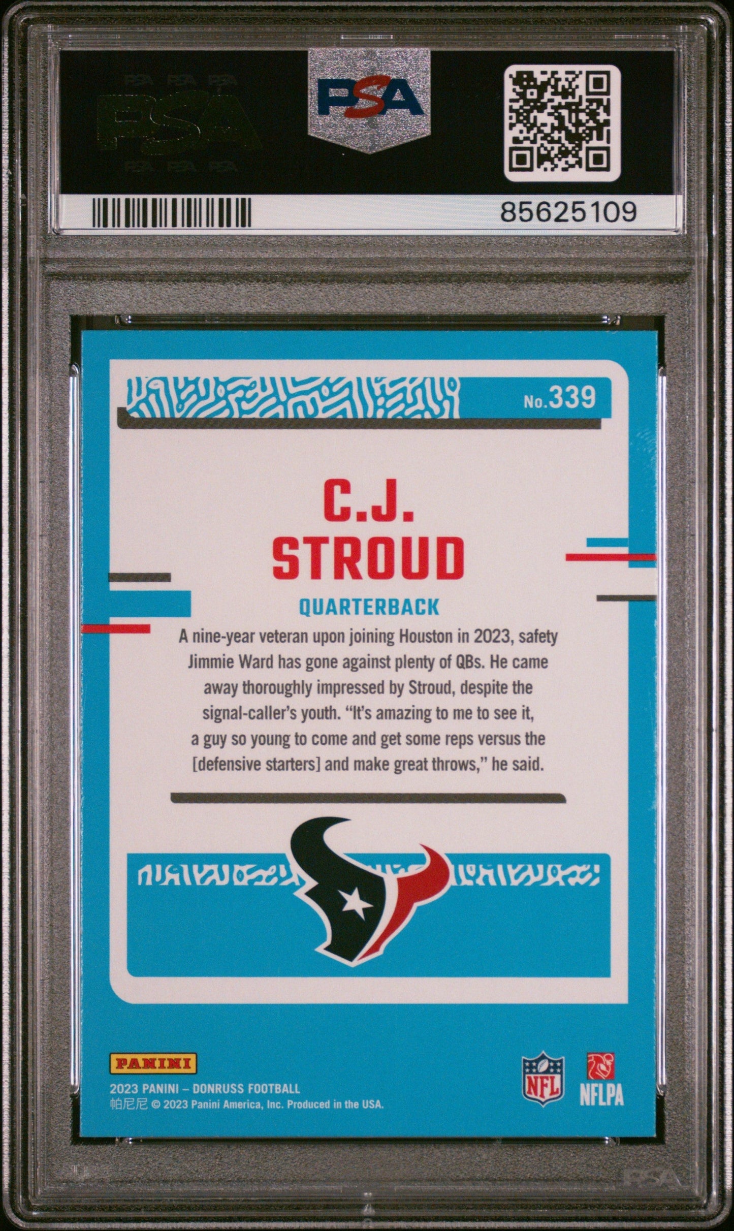 Graded 2023 Panini Donruss CJ Stroud #339 Rookie RC Football Card PSA 9 Mint