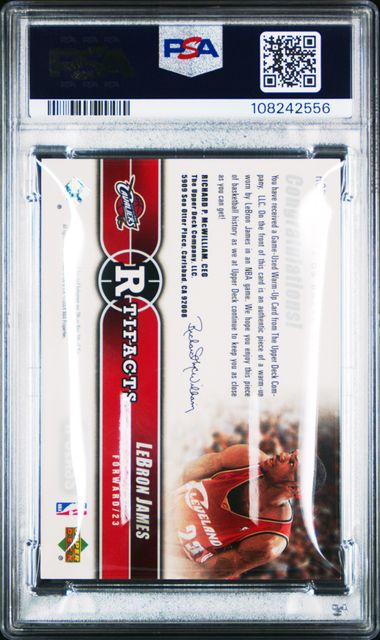 Graded 2004 UD R-Class R Tifacts LeBron James #RCRLJ Game Used Relic Basketball Card PSA 9 Mint Pop 1