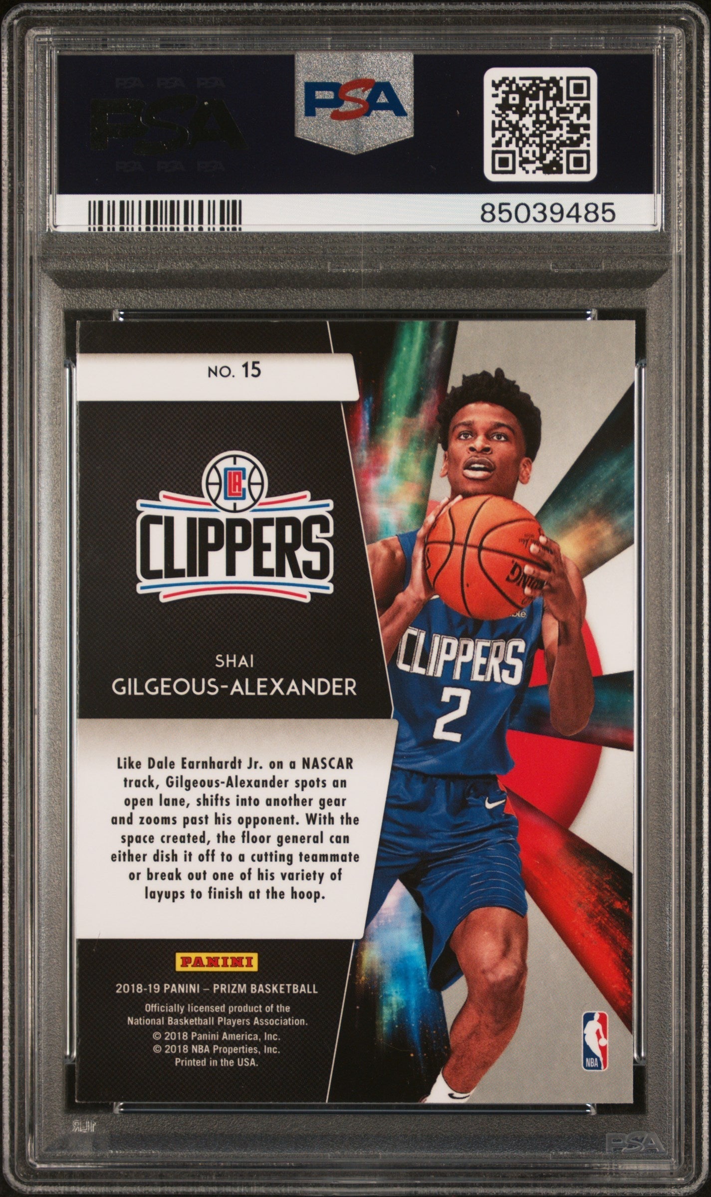Graded 2018 Panini Prizm Shai Gilgeous-Alexander #15 Freshman Phenoms Rookie RC Basketball Card PSA 10 Gem Mint