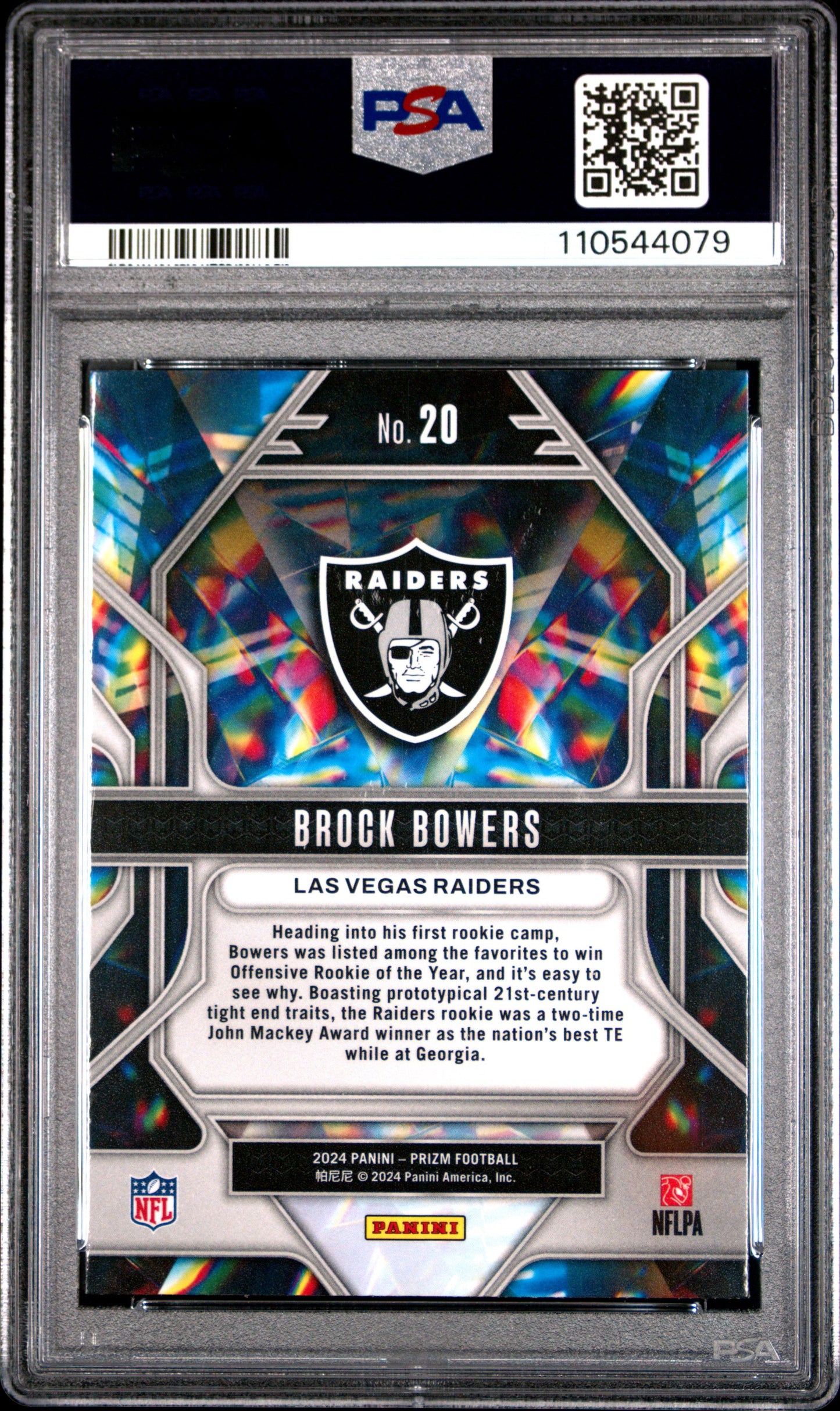 Graded 2024 Panini Prizm Brock Bowers #20 Prizmatic Rookie RC Football Card PSA 10 Gem Mint - Sport Cards