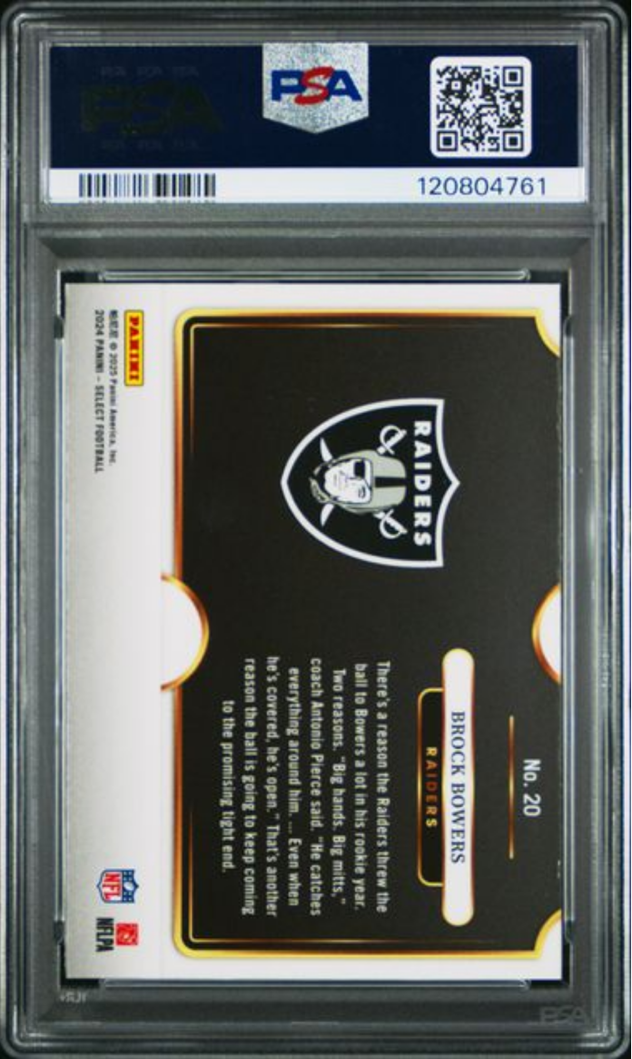 Graded 2024 Panini Select Brock Bowers #20 Snapshots Rookie RC Football Card PSA 10 Gem Mint