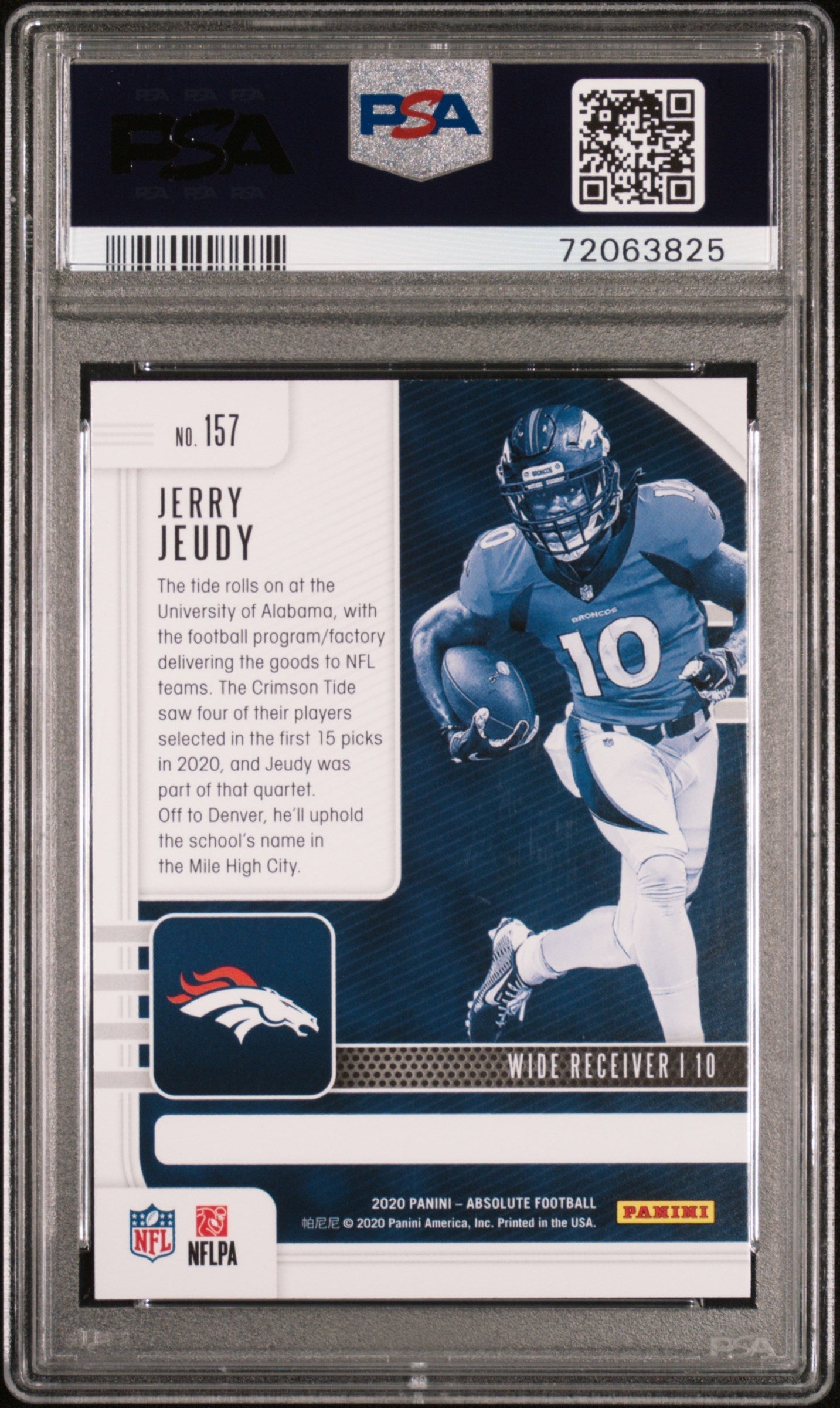 Graded 2020 Panini Absolute Jerry Jeudy #157 Rookie RC Football Card PSA 10 Gem Mint