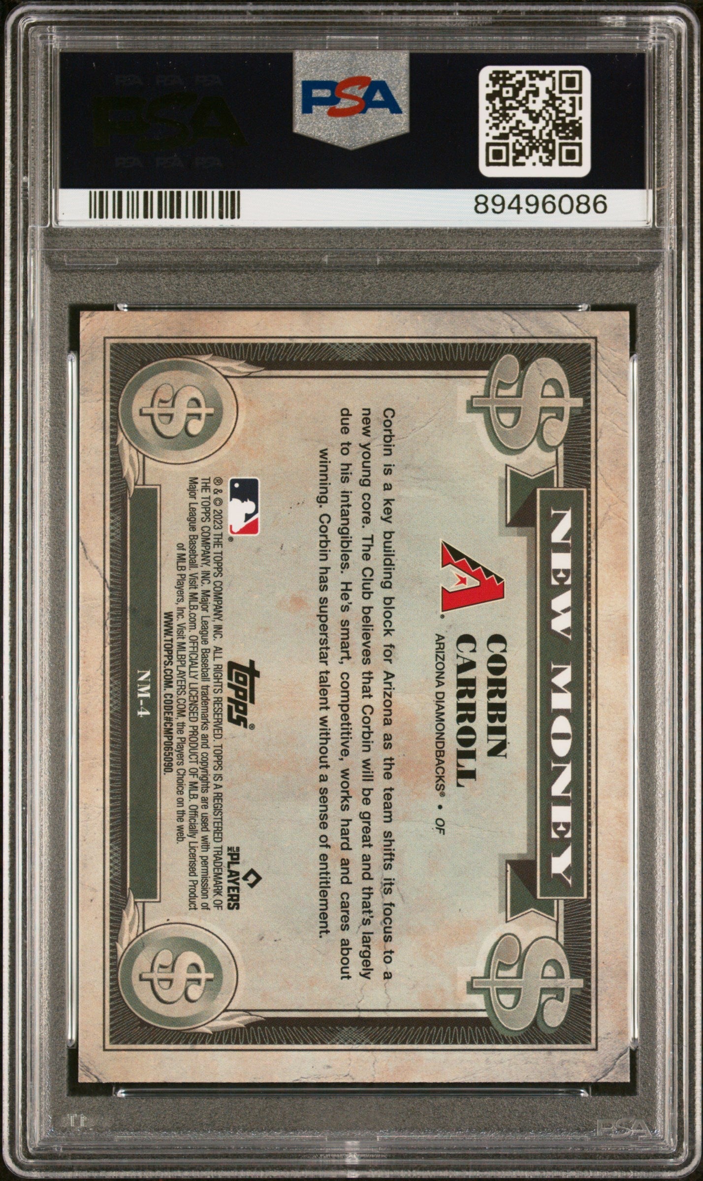 Graded 2023 Topps Bowman Platinum Corbin Carroll #NM4 New Money Rookie RC Baseball Card PSA 10 Gem Mint
