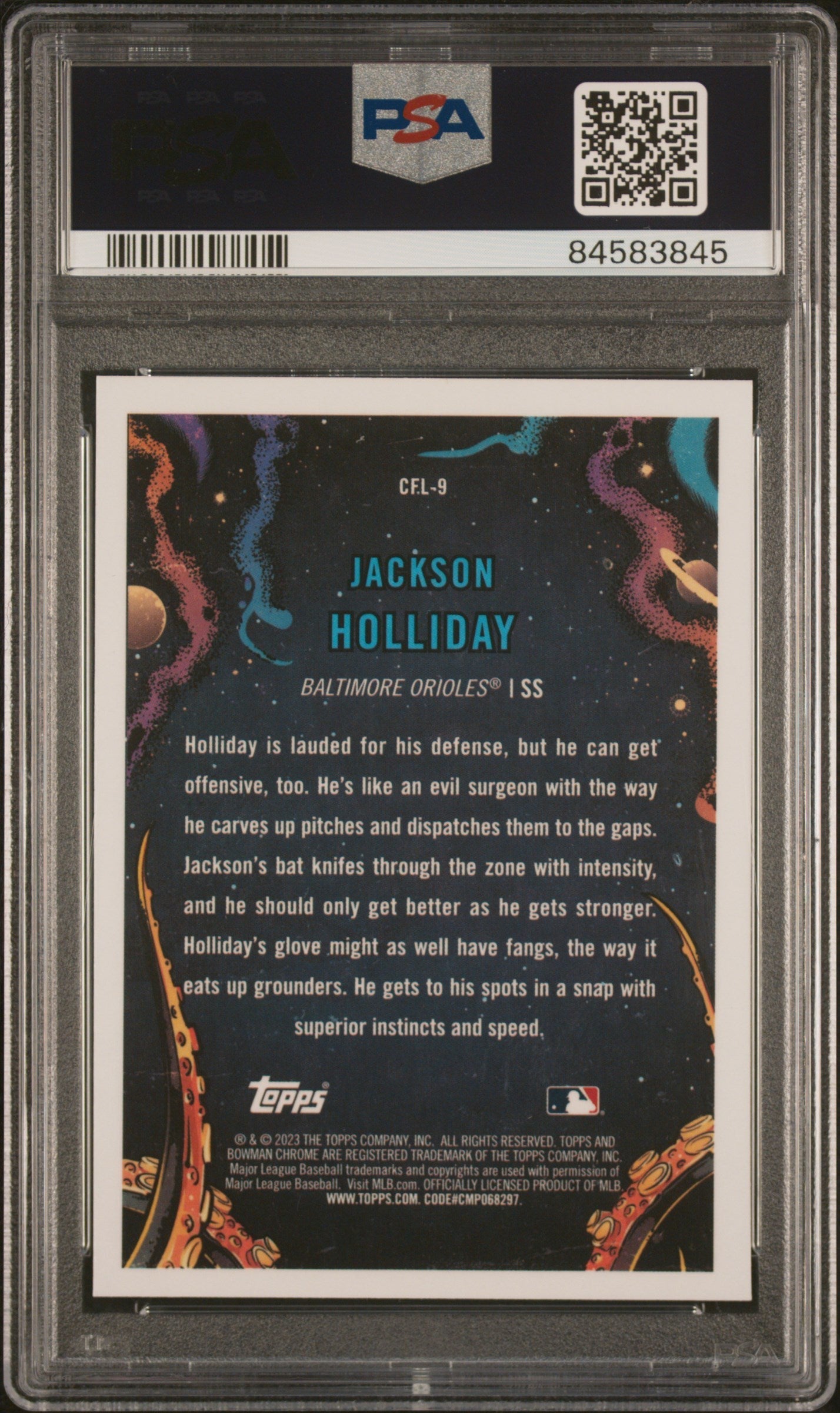 Graded 2023 Topps Bowman Chrome Jackson Holliday #CFL9 It Came For The League Rookie RC Baseball Card PSA 10 Gem Mint