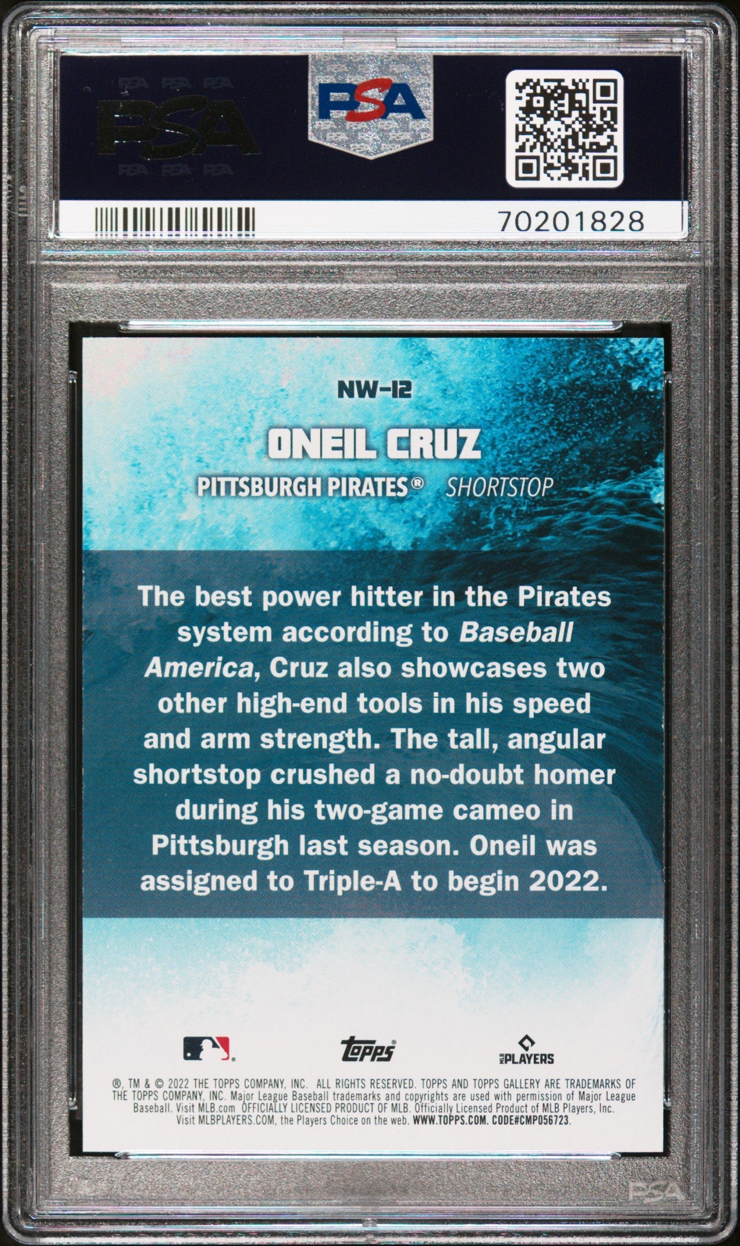 Graded 2022 Topps Gallery Oneil Cruz #NW12 Next Wave Rookie RC Baseball Card PSA 10 Gem Mint