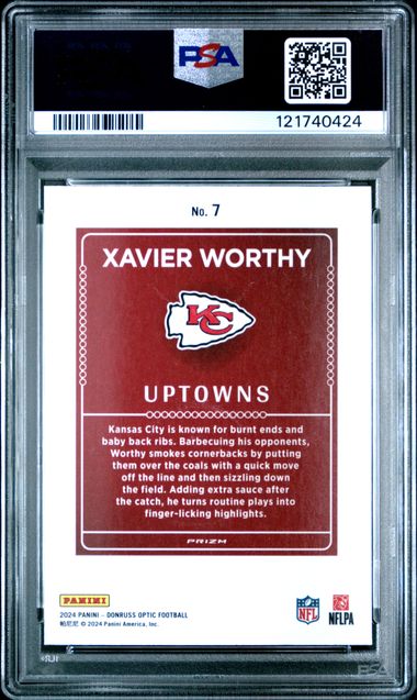Graded 2024 Panini Donruss Optic Xavier Worthy #7 Uptowns Rookie RC Football Card PSA 10 Gem Mint