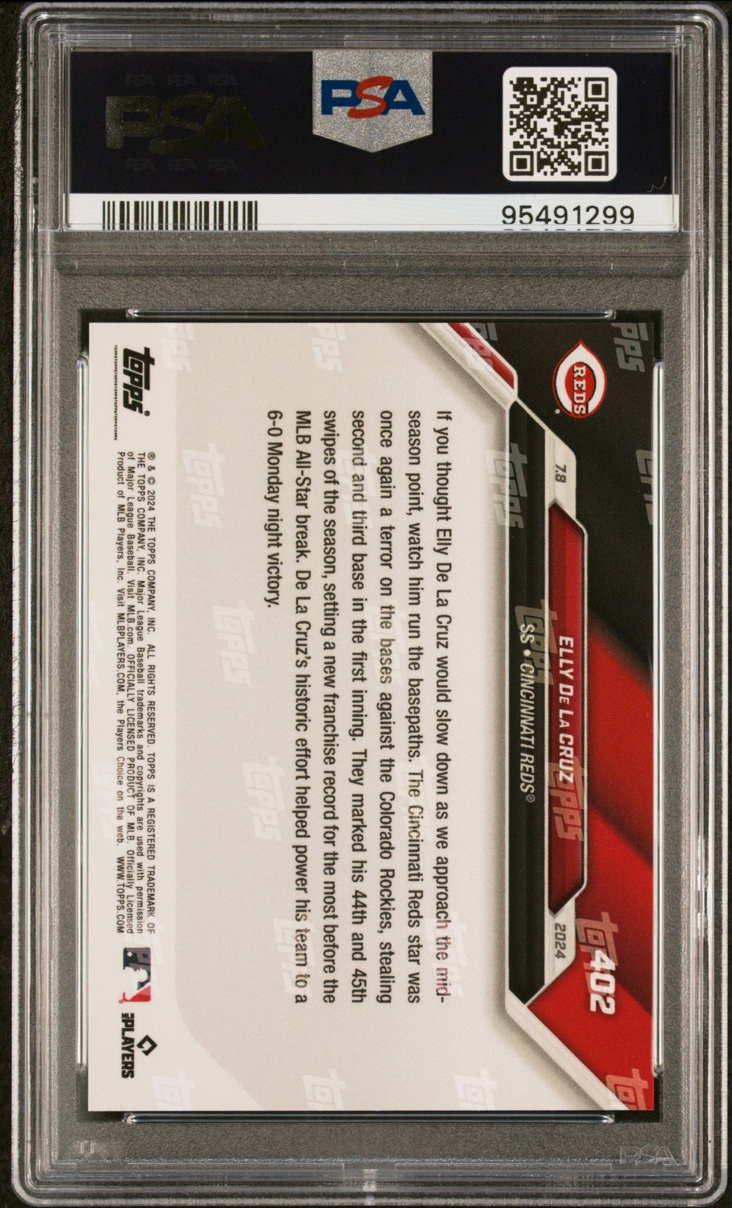 Graded 2024 Topps Now Elly De La Cruz #402 Rookie RC Baseball Card PSA 10 Gem Mint