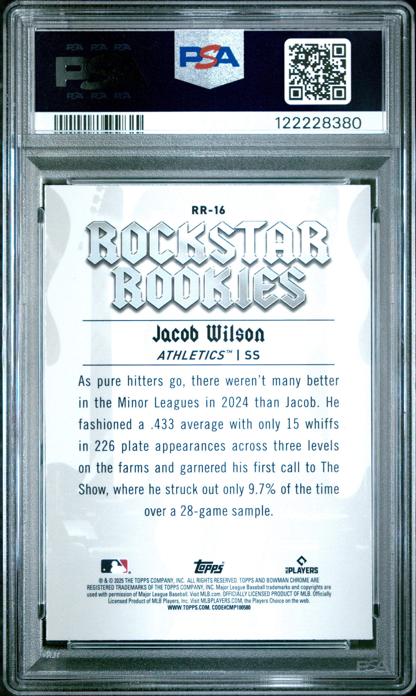 Graded 2025 Topps Bowman Jacob Wilson #RR16 Rockstar Rookies Rookie RC Baseball Card PSA 9 Mint