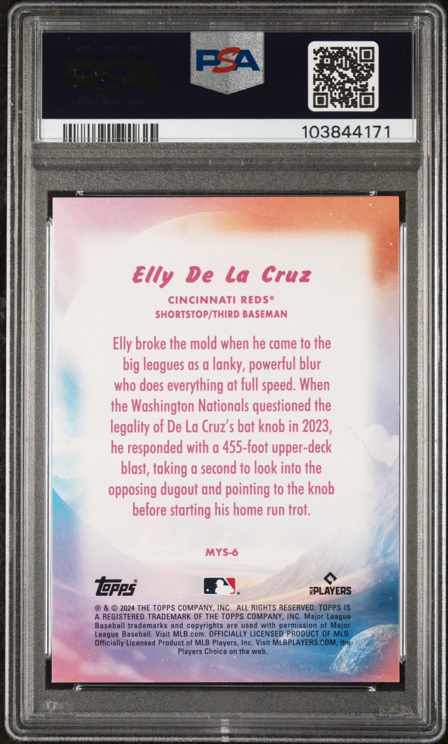 Graded 2024 Topps Update Elly De La Cruz #MYS6 Mystical Rookie RC Baseball Card PSA 10 Gem Mint