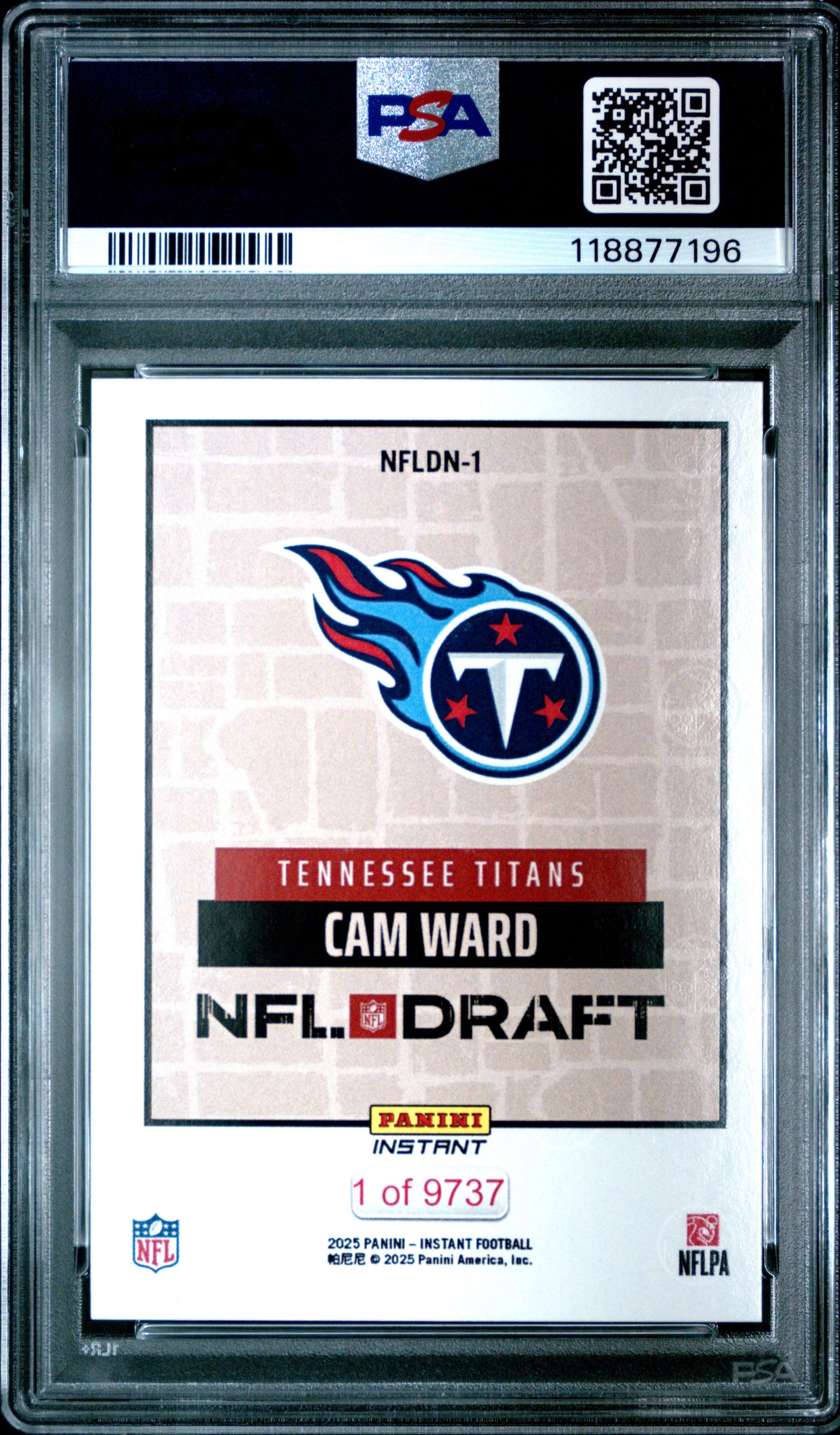 Graded 2025 Panini Instant Cam Ward #NFLDN1 NFL Draft Night Rookie RC Football Card PSA 10 Gem Mint