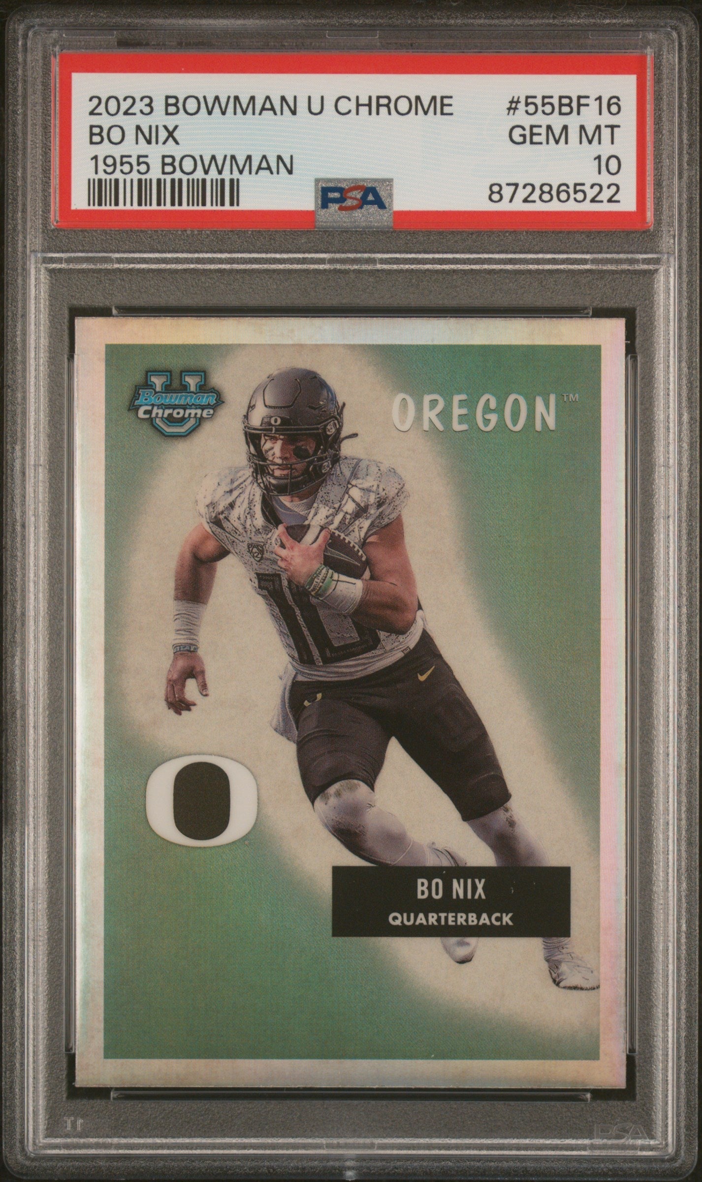Graded 2023 Topps Bowman U Chrome Bo Nix #55BF16 1955 Bowman Rookie RC –  Sport Cards