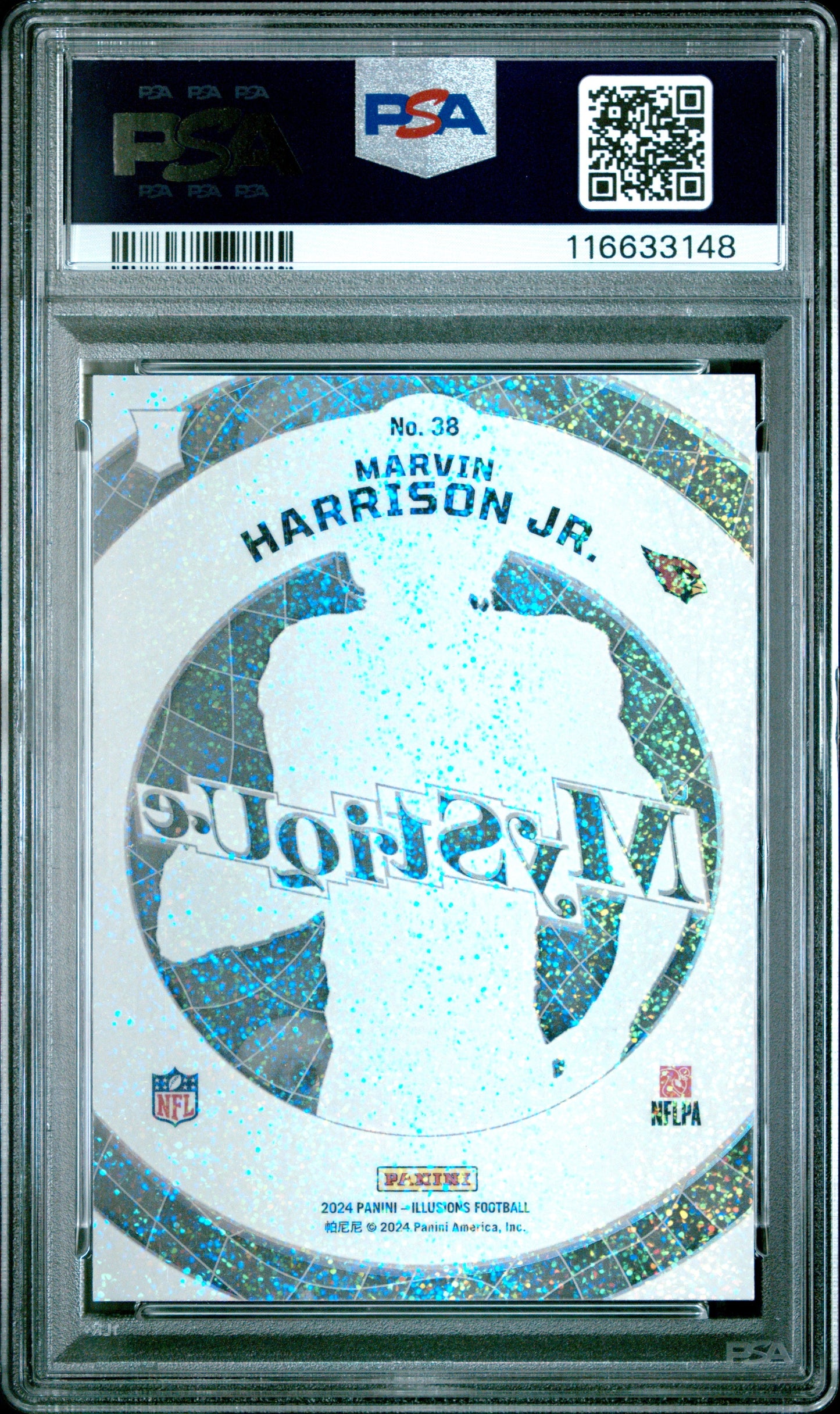 Graded 2024 Panini Illusions Marvin Harrison Jr #38 Mystique Stardust Rookie RC Football Card PSA 10 Gem Mint