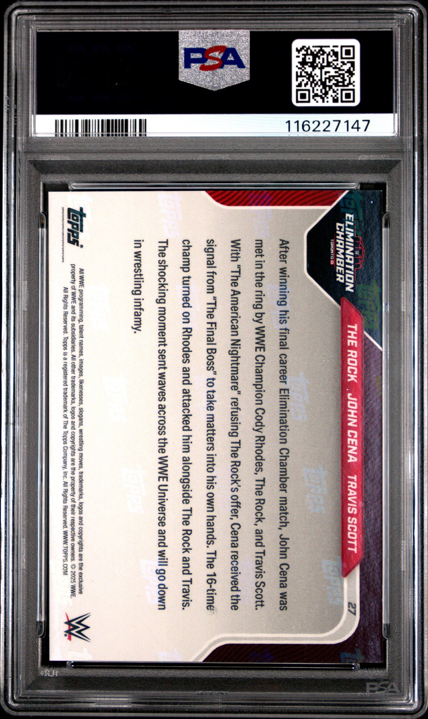 Graded 2025 Topps Now WWE The Rock/Cena/Scott #27 Wrestling Card PSA 10 Gem Mint