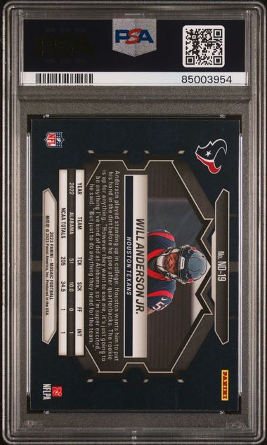 Graded 2023 Panini Mosaic Will Anderson #ND19 NFL Debut Rookie RC Football Card PSA 10 Gem Mint