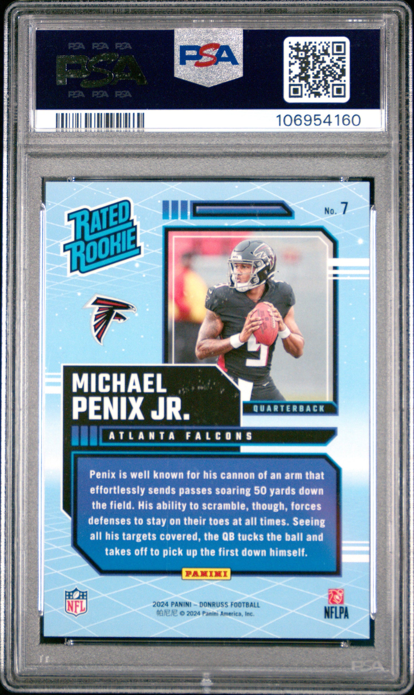 Graded 2024 Panini Donruss Michael Penix Jr #7 Rated Rookies Retro Rookie RC Football Card PSA 10 Gem Mint