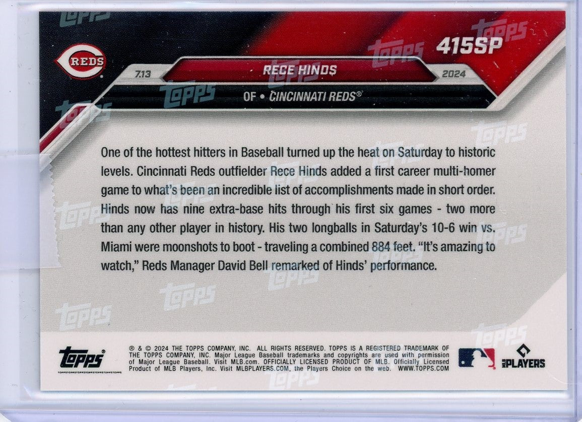2024 Topps Now Rece Hinds #415SP Rookie RC Baseball Card