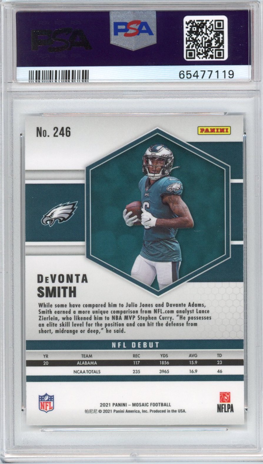 Graded 2021 Panini Mosaic DeVonta Smith #246 Rookie RC Football Card PSA 10 Gem Mint - Sport Cards
