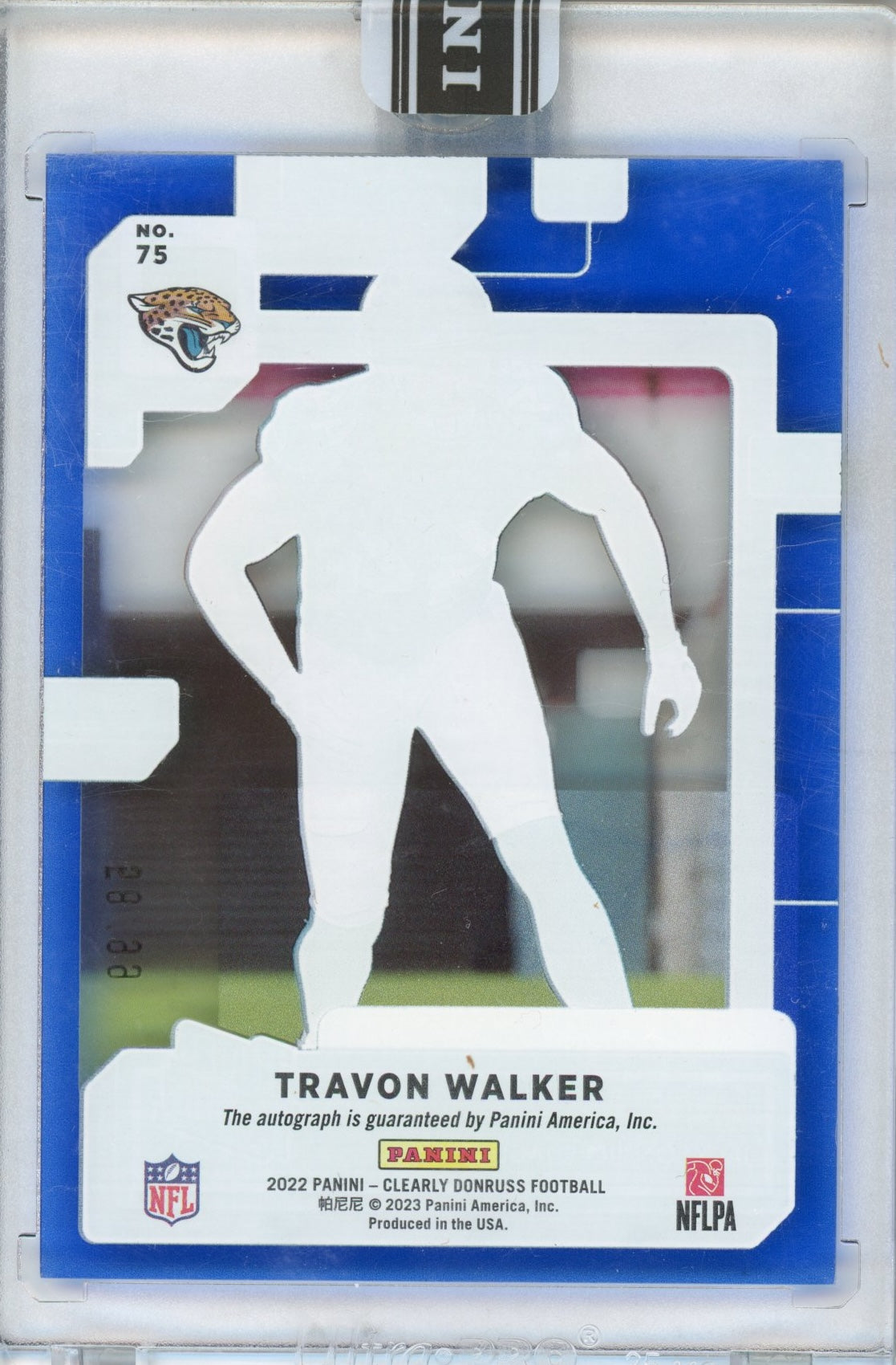 2022 Panini Clearly Donruss Travon Walker #75 Blue Auto /99 Rookie RC Football Card