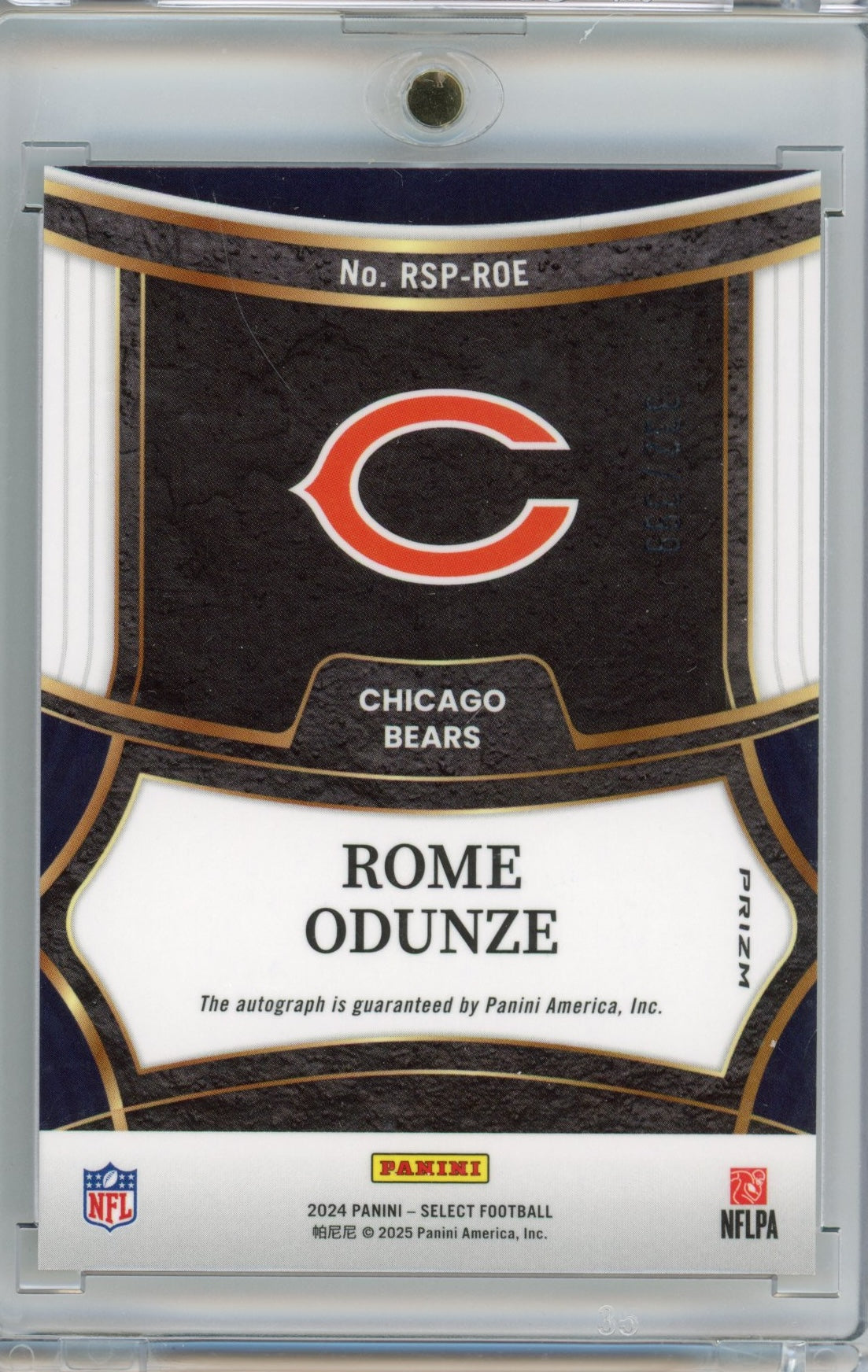 2024 Panini Select Rome Odunze #RSPROE Prizm /399 Chicago Bears Rookie RC Football Card