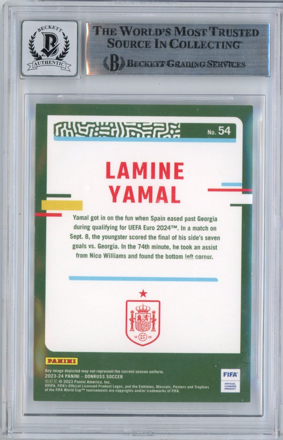 Graded 2023 Panini Donruss Lamine Yamal #LAMINE Signed Rookie RC Soccer Card Beckett BAS BGS Auto 10